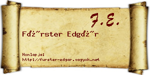 Fürster Edgár névjegykártya